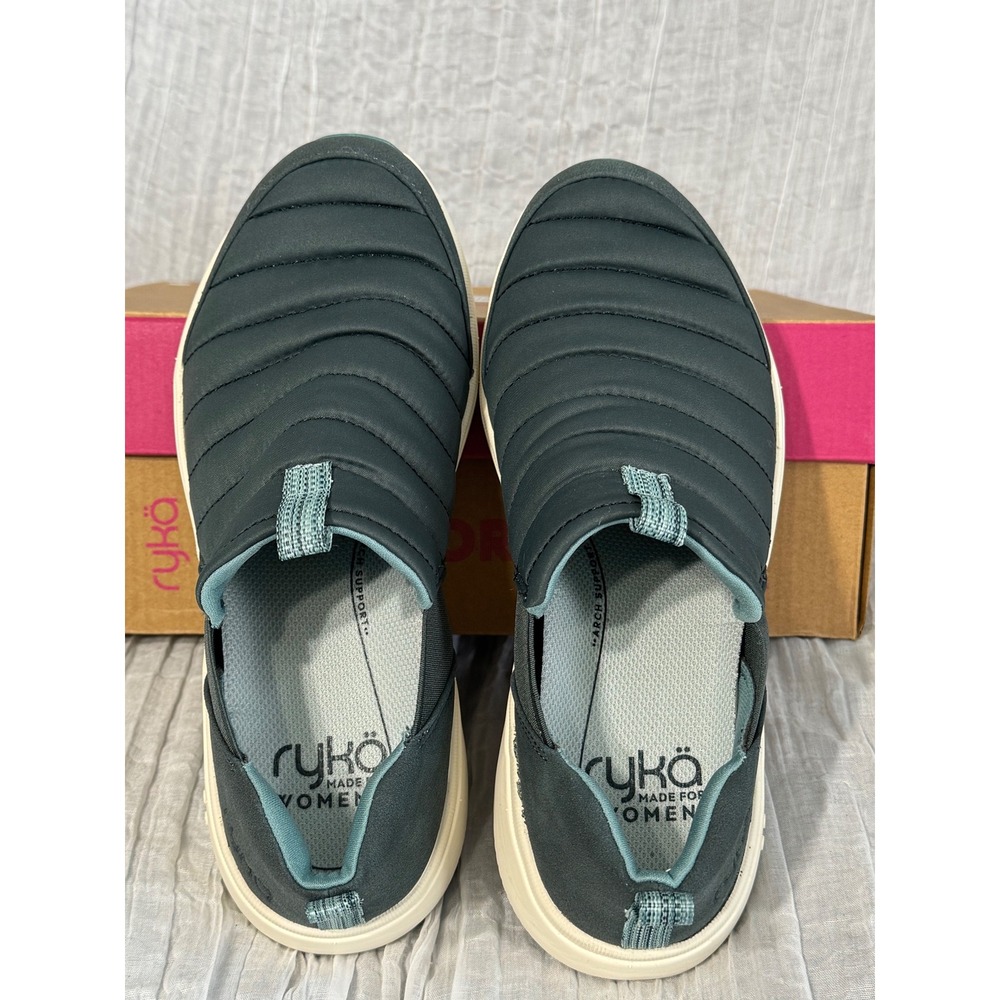 Ryka Pursuit Women Size 7.5 Slip On Sneakers Dark Seagreen Quilted Casual NWB - Picture 3 of 9